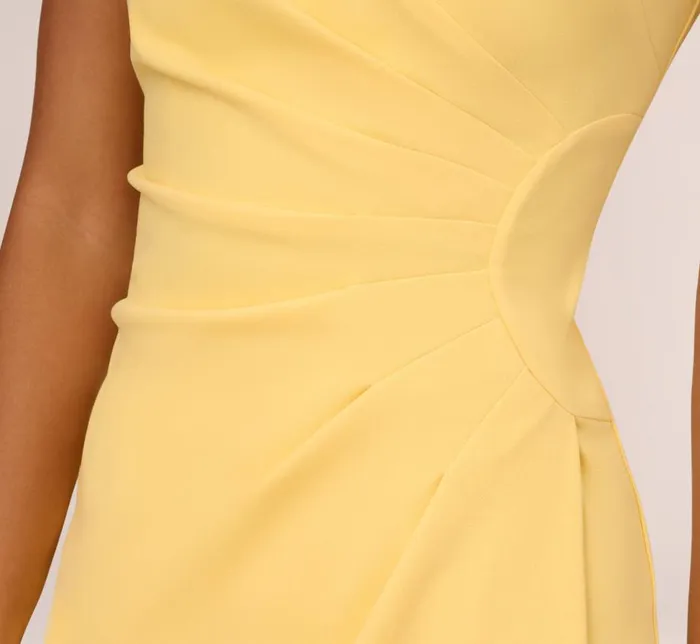 Midi Dresses Womens Adrianna Papell Crepe Sheath Dress With Draped Details In Warm Sun