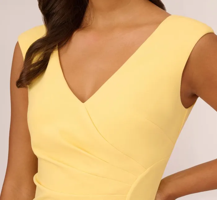 Midi Dresses Womens Adrianna Papell Crepe Sheath Dress With Draped Details In Warm Sun