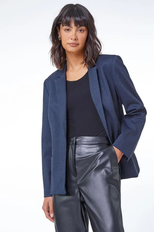 Midnight Blue Smart Pocket Detail Jacket Women Roman Jackets