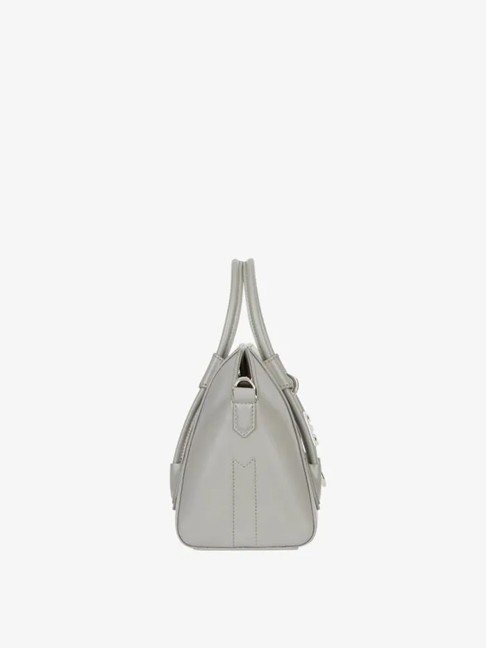 Mini Antigona Lock Bag In Box Leather Medium Grey Women Givenchy Crossbody Bags
