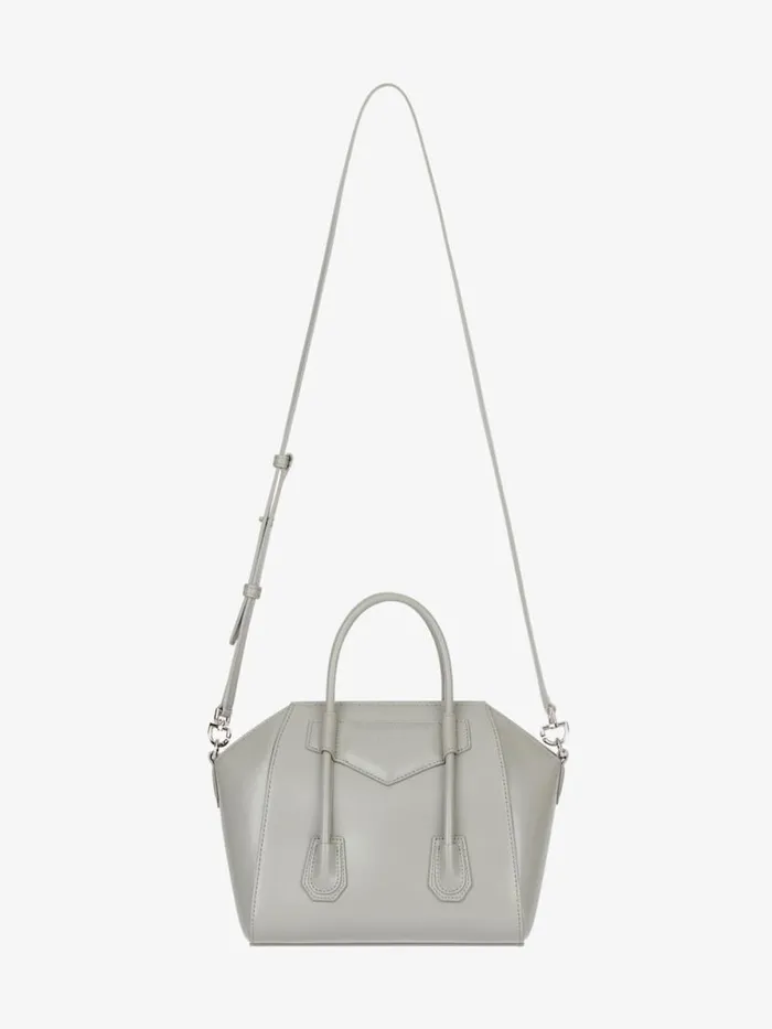 Mini Antigona Lock Bag In Box Leather Medium Grey Women Givenchy Crossbody Bags