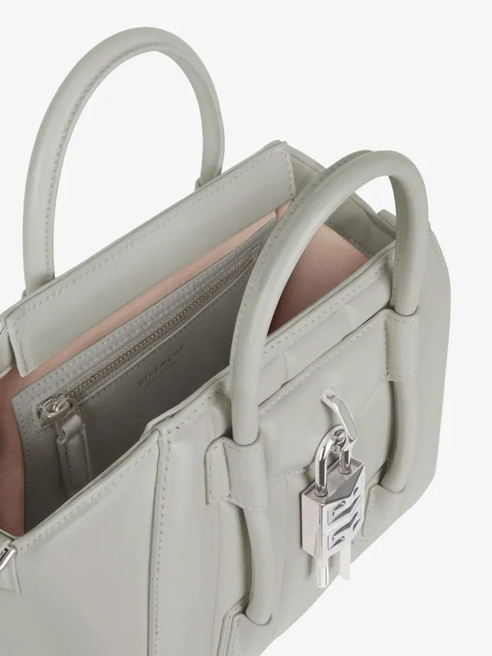 Mini Antigona Lock Bag In Box Leather Medium Grey Women Givenchy Crossbody Bags
