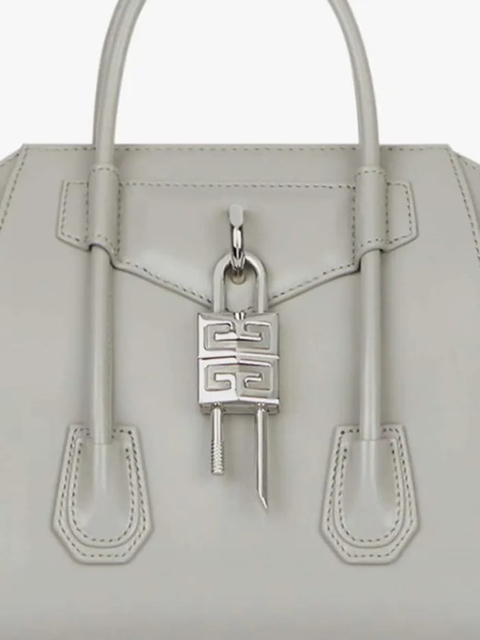 Mini Antigona Lock Bag In Box Leather Medium Grey Women Givenchy Crossbody Bags