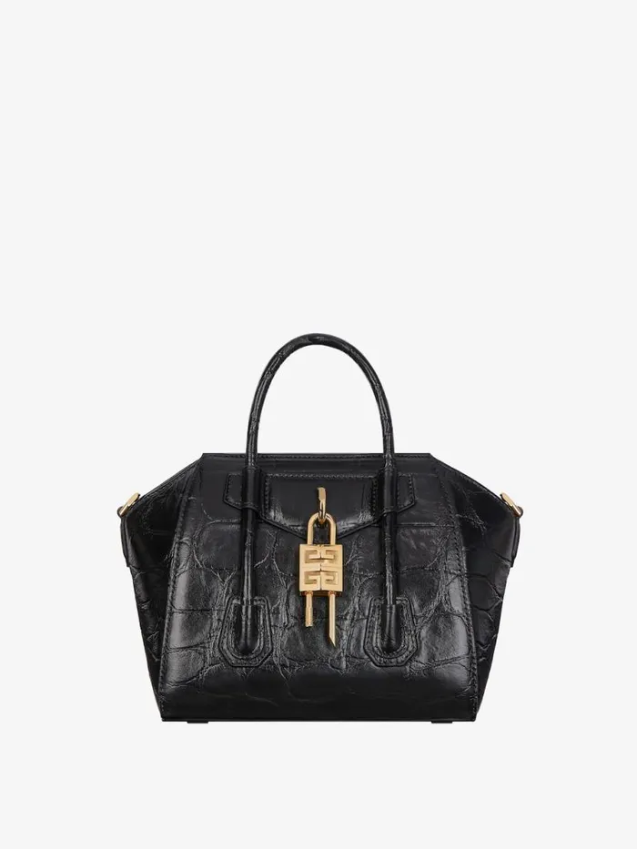 Mini Antigona Lock Bag In Crocodile Effect Leather Black Women Givenchy Crossbody Bags Mini Antigona Lock Bag In Crocodile Effect Leather Black Women Givenchy Crossbody Bags