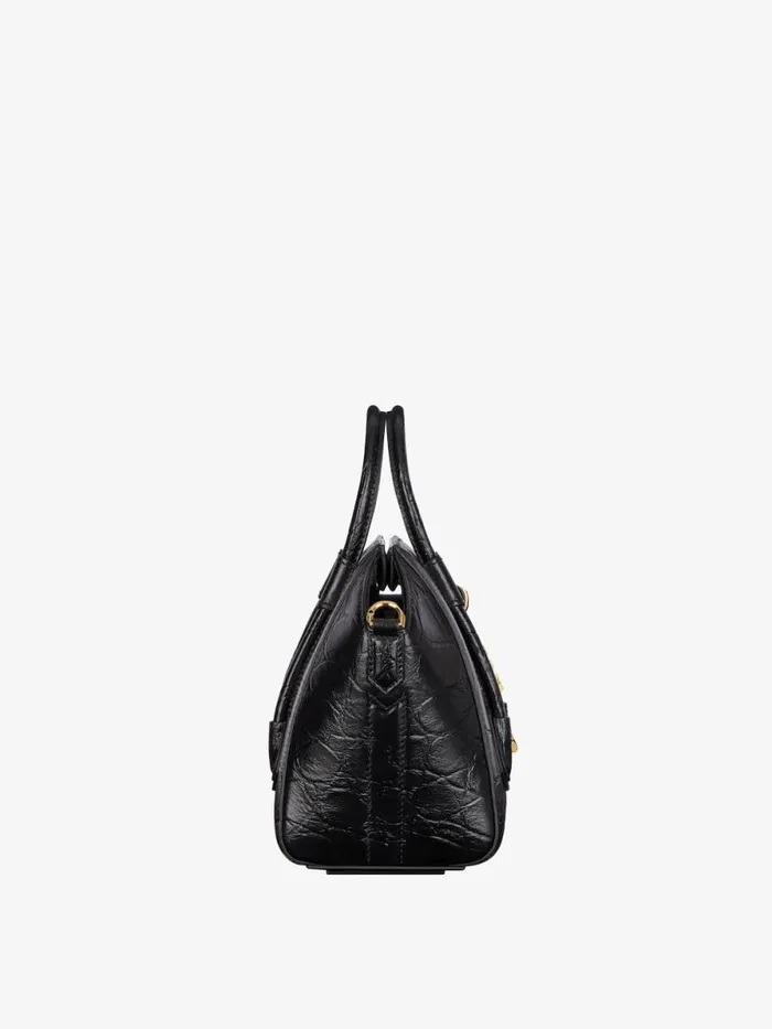 Mini Antigona Lock Bag In Crocodile Effect Leather Black Women Givenchy Crossbody Bags