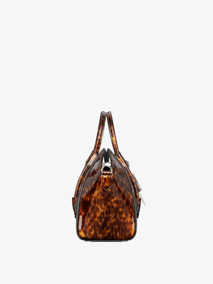 Mini Antigona Lock Bag In Tortoiseshell Leather Blackbrown Women Givenchy Crossbody Bags