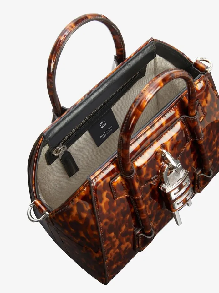 Mini Antigona Lock Bag In Tortoiseshell Leather Blackbrown Women Givenchy Crossbody Bags
