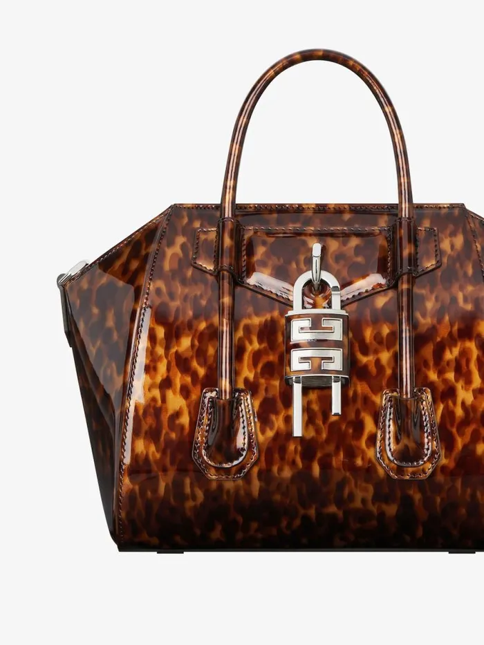 Mini Antigona Lock Bag In Tortoiseshell Leather Blackbrown Women Givenchy Crossbody Bags