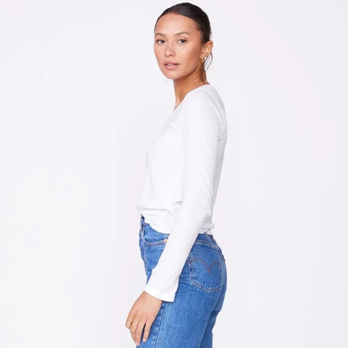 MONROW Long Sleeve Super Fine Jersey Fitted Long Sleeve Crew 8211 Women