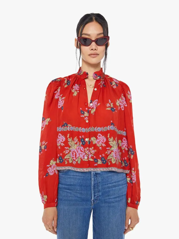 Mother Denim Annabel Shirt Red Carmine 8211 Women