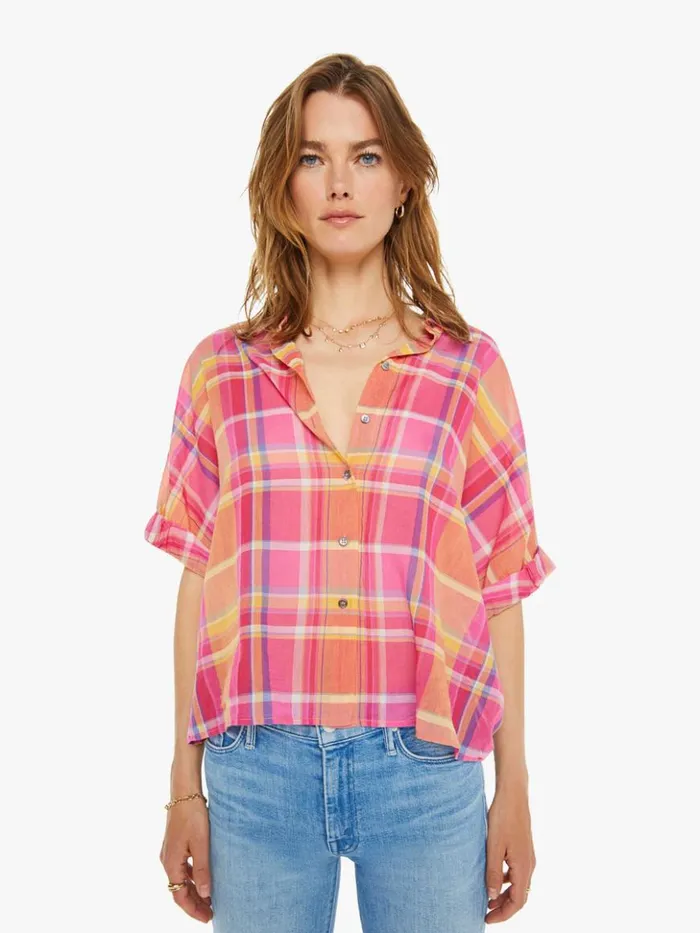 Mother Denim Teddy Shirt Coral Blaze 8211 Women