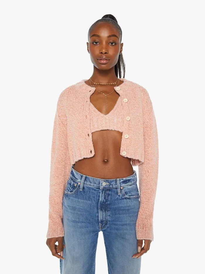 Mother Denim The Crop Cardigan Peach Fuzz 8211 Women