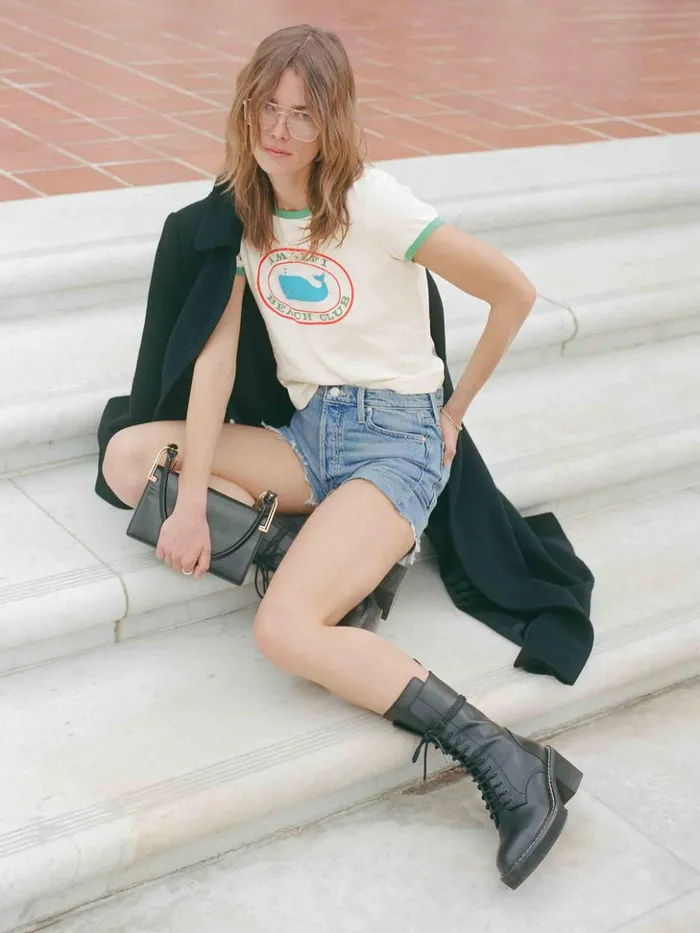 Mother Denim The Itty Bitty Ringer Amalfi Beach Club 8211 Women
