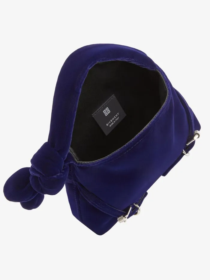 Nano Voyou Bag In Velvet With Bow Detail Dark Navy Women Givenchy Micro Bags