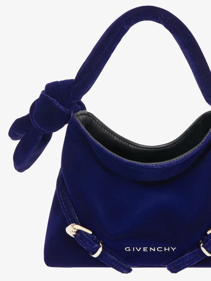 Nano Voyou Bag In Velvet With Bow Detail Dark Navy Women Givenchy Micro Bags