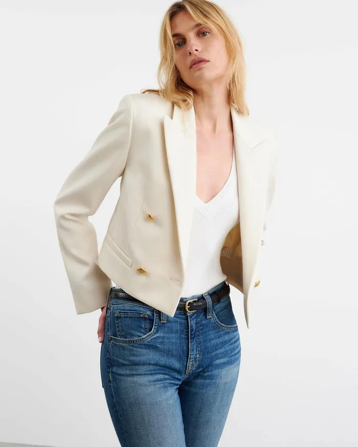 Nili Lotan BEAUREGARD BLAZER Stone Women Jackets and Blazers