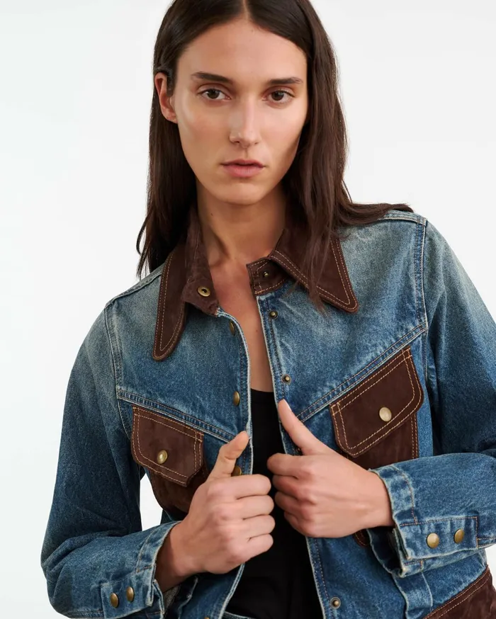 Nili Lotan BROOKLYN DENIM JACKET Simon Wash Women Jackets and Blazers