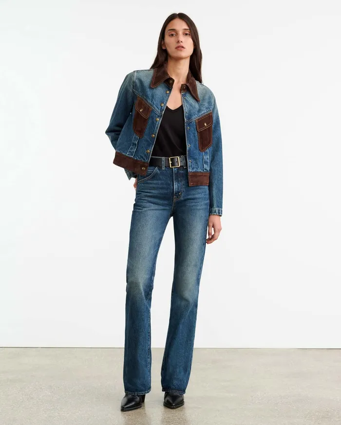Nili Lotan BROOKLYN DENIM JACKET Simon Wash Women Jackets and Blazers