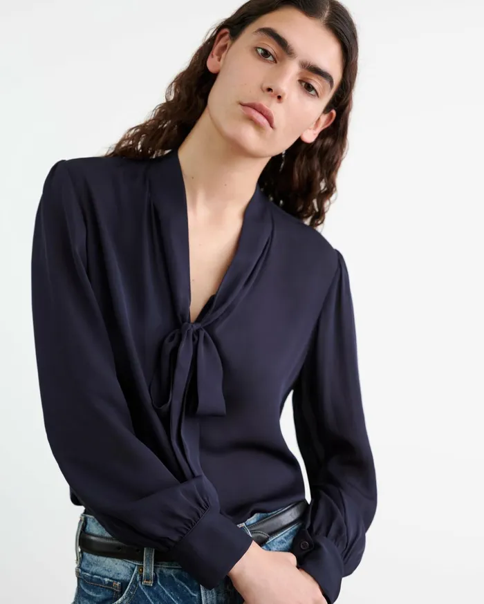 Nili Lotan CARINA SILK BLOUSE Ivory Women Tops