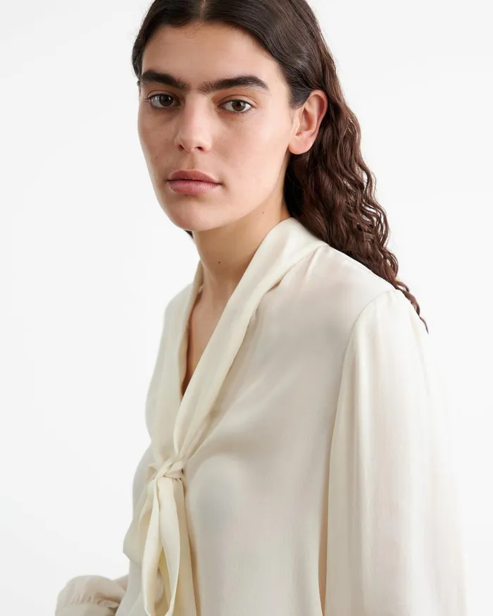 Nili Lotan CARINA SILK BLOUSE Ivory Women Tops