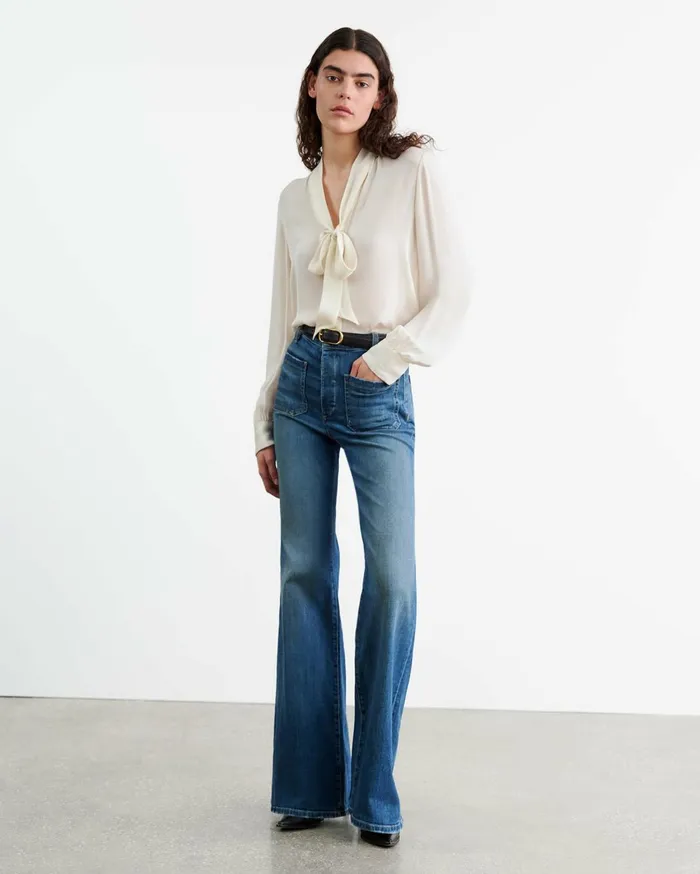 Nili Lotan CARINA SILK BLOUSE Ivory Women Tops