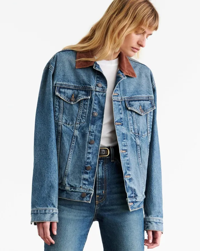 Nili Lotan CHESNEY DENIM JACKET Ocean Wash Women Denim