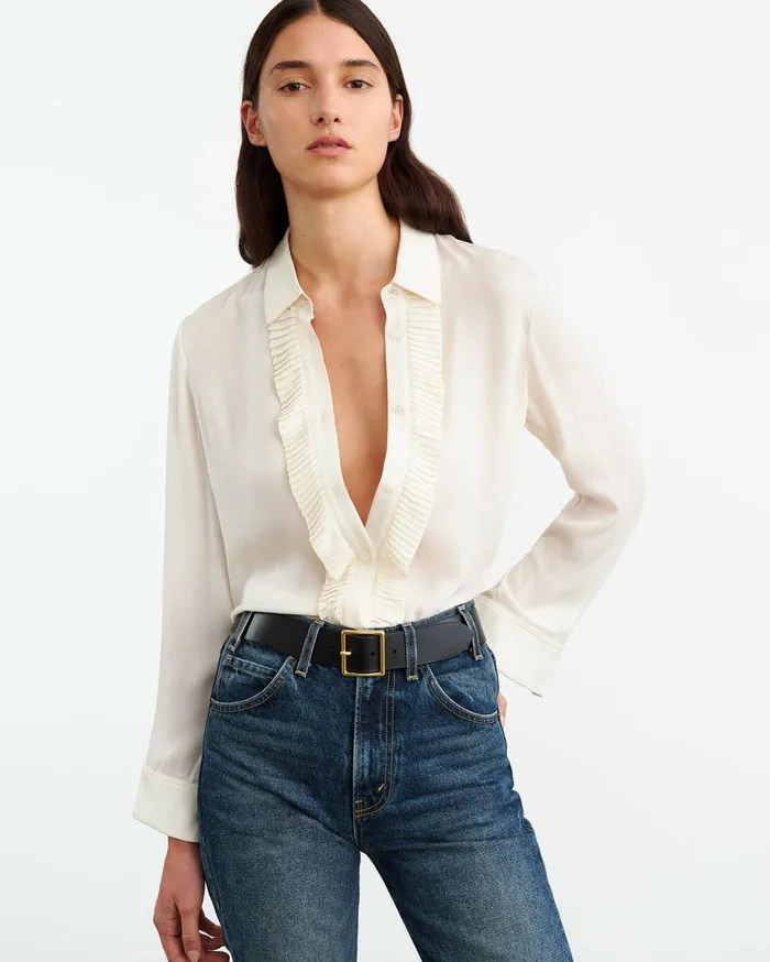 Nili Lotan DANIKA SILK SHIRT Ivory Women Tops