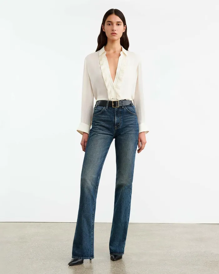 Nili Lotan DANIKA SILK SHIRT Ivory Women Tops