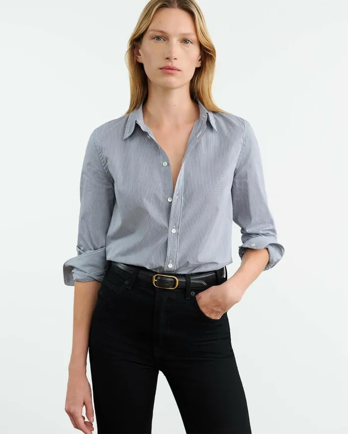 Nili Lotan DYLLAN SHIRT Mini Navy Stripes Women Tops