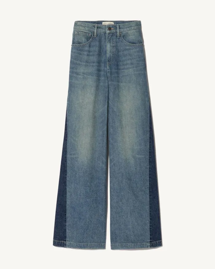 Nili Lotan EBONY JEAN Blue Denim Patchwork Women Denim