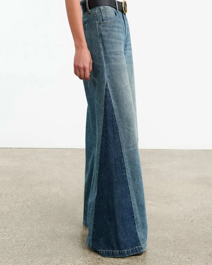 Nili Lotan EBONY JEAN Blue Denim Patchwork Women Denim