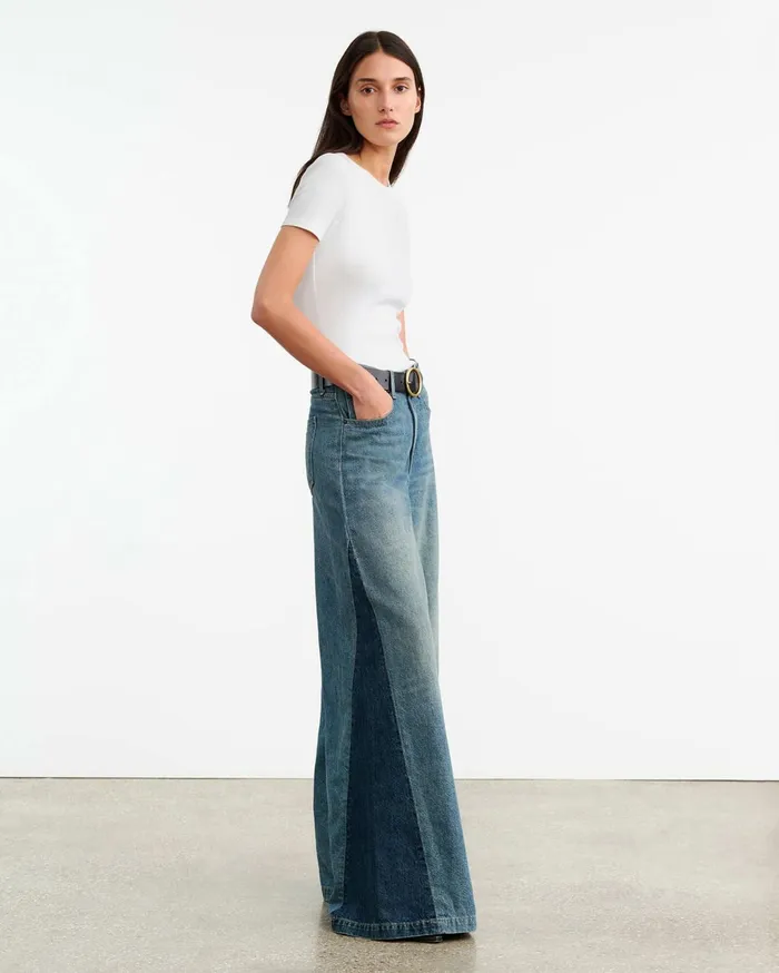 Nili Lotan EBONY JEAN Blue Denim Patchwork Women Denim