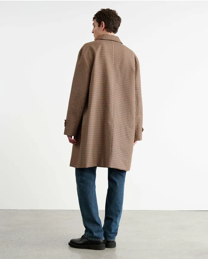 Nili Lotan HEDI DUSTER COAT Beigebrown Houndstooth Men Jackets and Coats