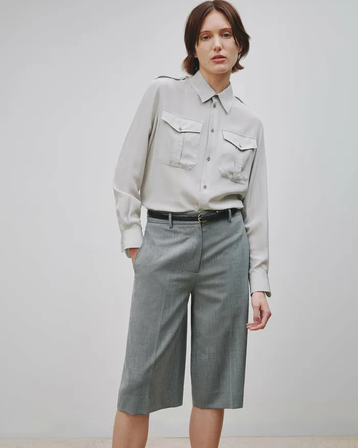Nili Lotan JEANETTE SILK SHIRT Black Women Tops