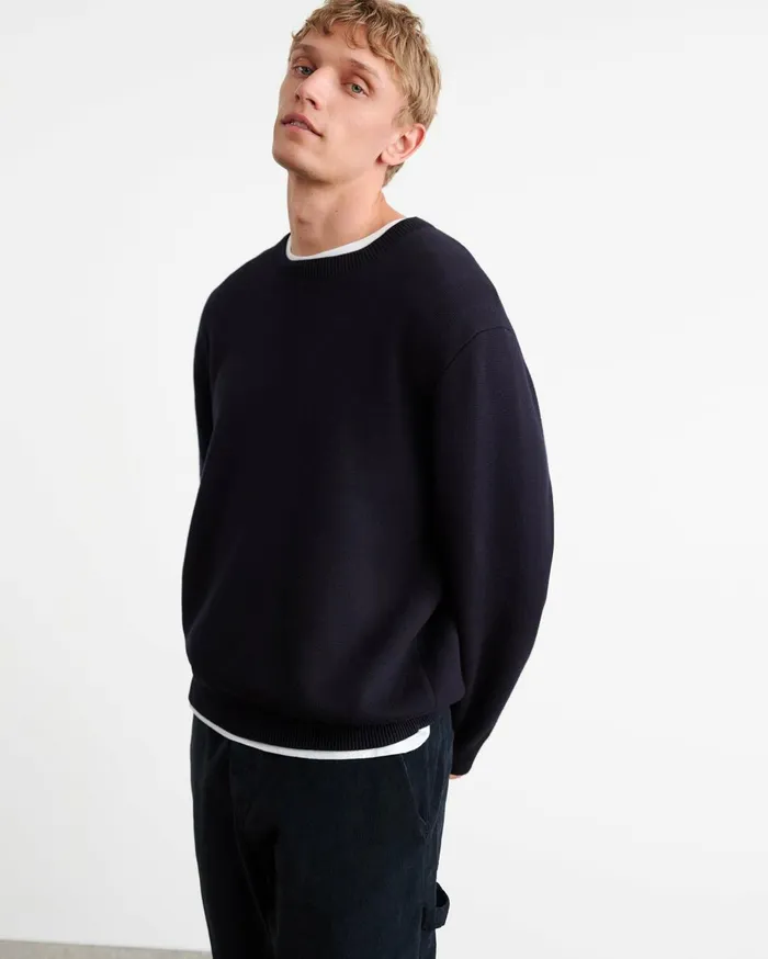 Nili Lotan LELAND SWEATER Dark Navy Men Sweaters