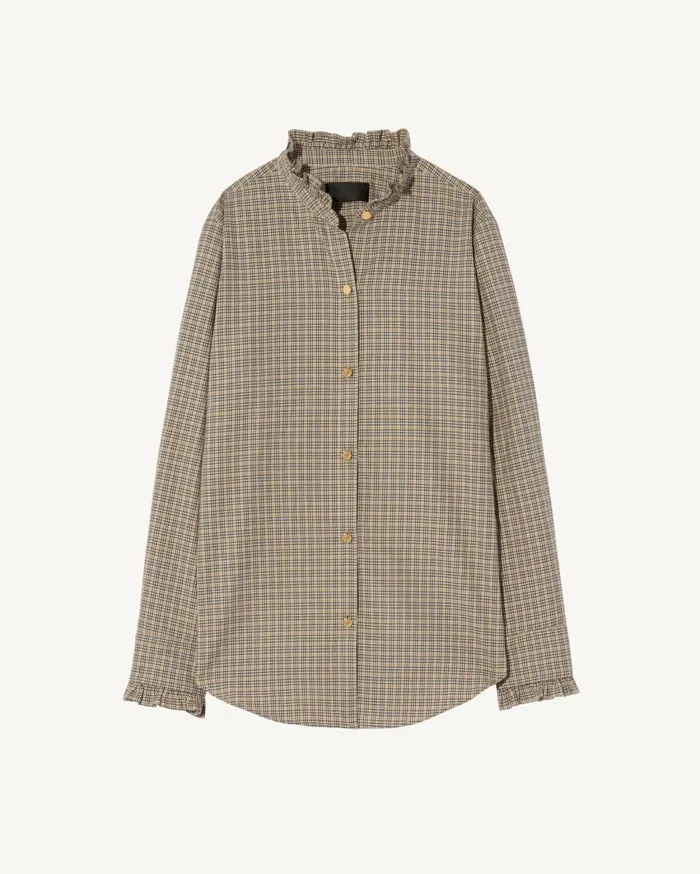 Nili Lotan LYDIA SHIRT Honey Check Women Tops