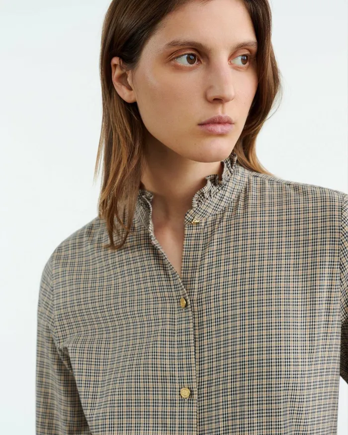 Nili Lotan LYDIA SHIRT Honey Check Women Tops