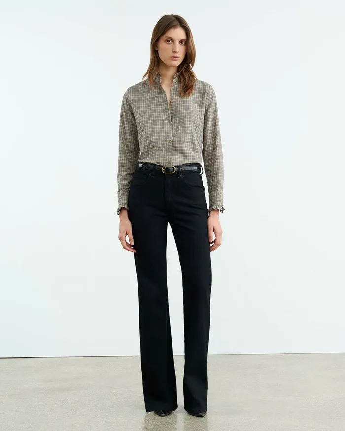 Nili Lotan LYDIA SHIRT Honey Check Women Tops
