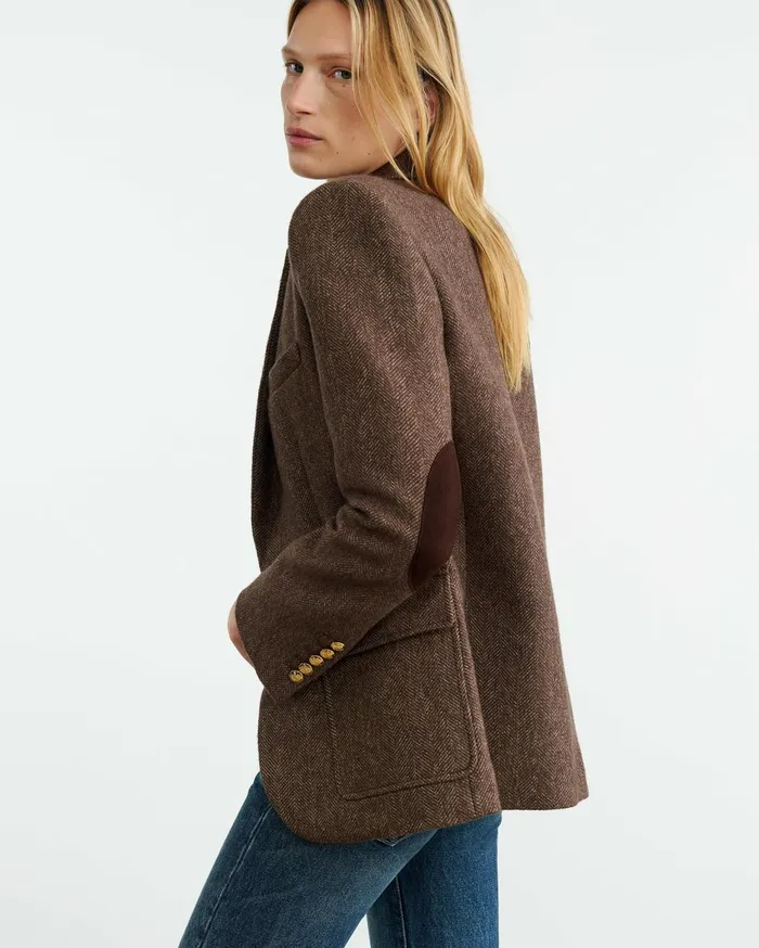 Nili Lotan MIREILLE BLAZER Brown Herringbone Women Jackets and Blazers