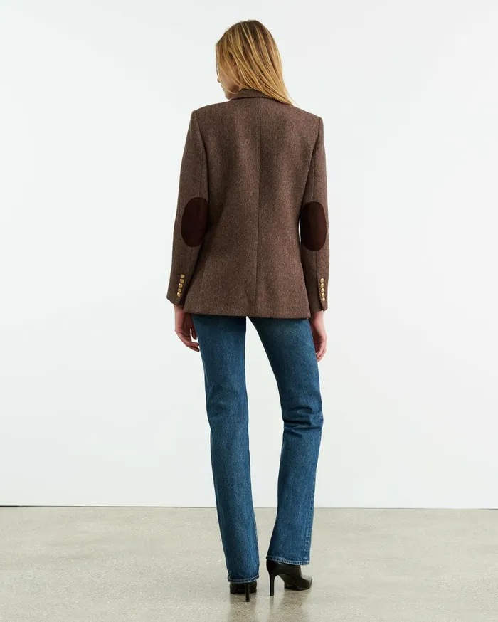 Nili Lotan MIREILLE BLAZER Brown Herringbone Women Jackets and Blazers