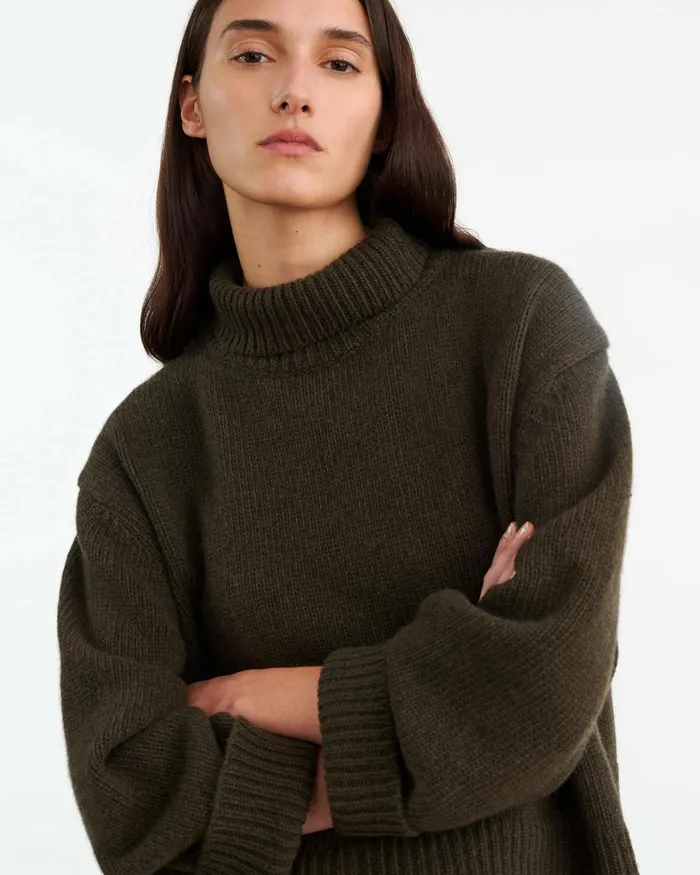 Nili Lotan OMAIRA SWEATER Dark Pine Women Knits and Sweaters