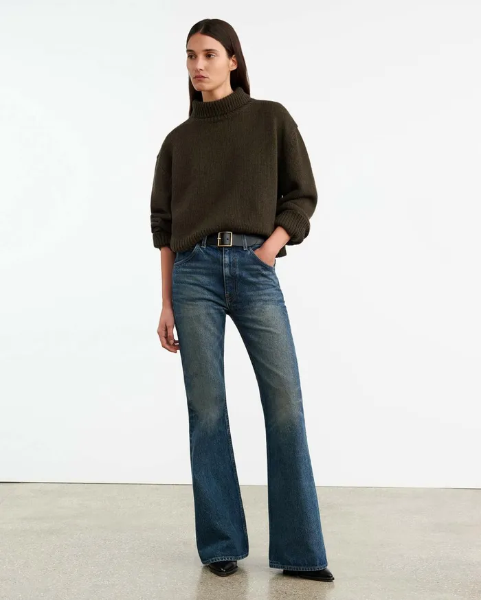 Nili Lotan OMAIRA SWEATER Dark Pine Women Knits and Sweaters