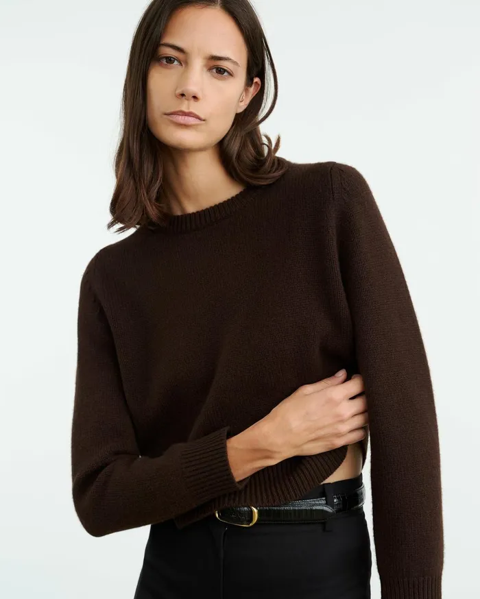 Nili Lotan POPPY SWEATER Espresso Women Knits and Sweaters