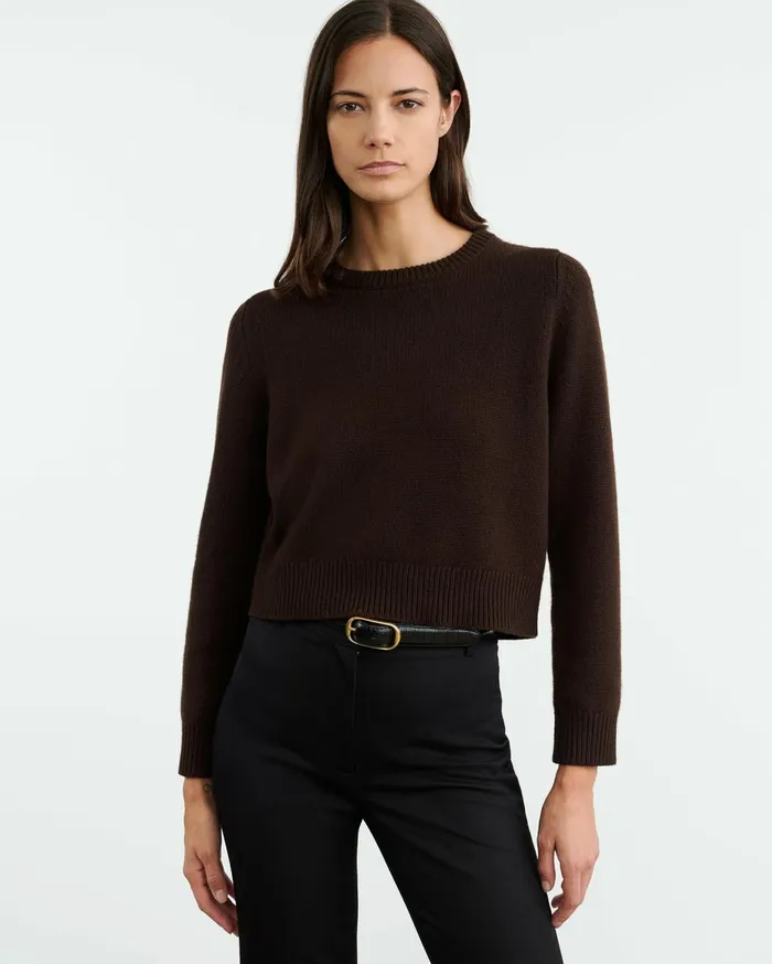 Nili Lotan POPPY SWEATER Espresso Women Knits and Sweaters