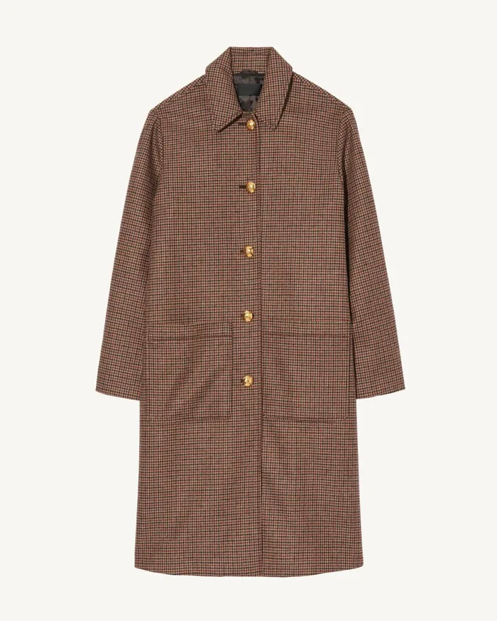 Nili Lotan SETH DUSTER COAT Beigebrown Houndstooth Women Coats and Outerwear
