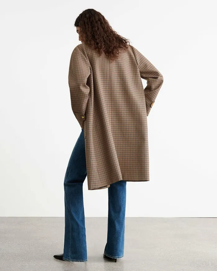Nili Lotan SETH DUSTER COAT Beigebrown Houndstooth Women Coats and Outerwear