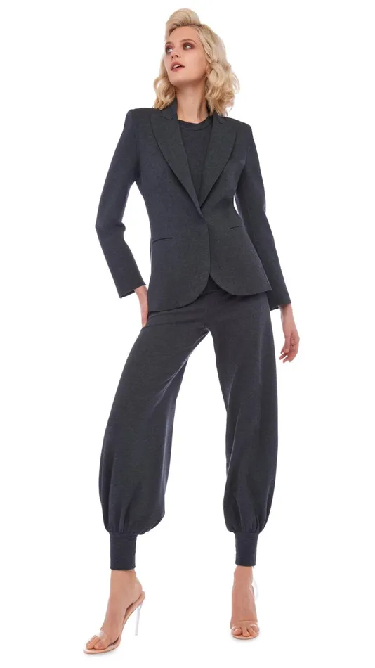 Norma Kamali Bottoms JOG FULL PANT Dark Heather Grey 8211 Clothing