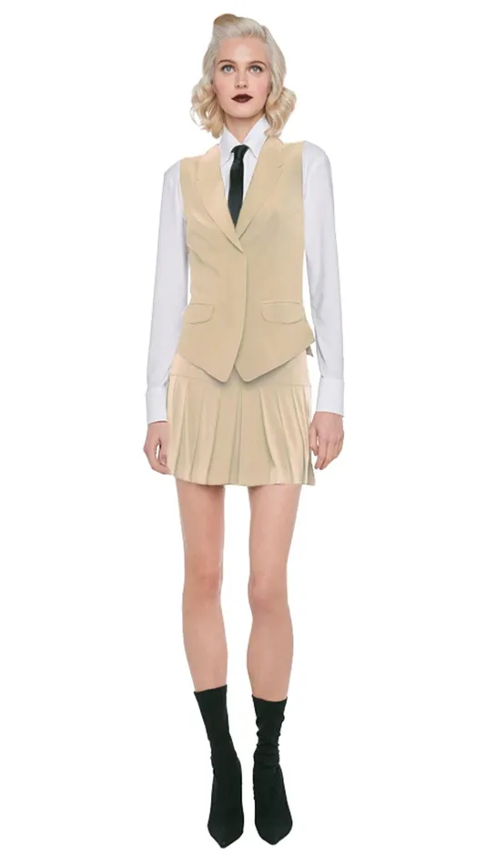 Norma Kamali Bottoms PLEATED MICRO SKIRT Sand 8211 Clothing