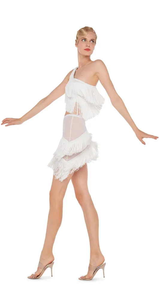 Norma Kamali Bottoms SPLICED FRINGE SKIRT Snow Whitesnow White 8211 Clothing Norma Kamali Bottoms SPLICED FRINGE SKIRT Snow Whitesnow White 8211 Clothing