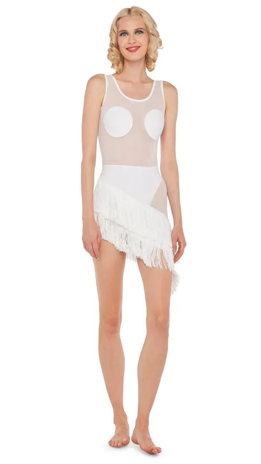 Norma Kamali Bottoms SPLICED FRINGE SKIRT Snow Whitesnow White 8211 Clothing Norma Kamali Bottoms SPLICED FRINGE SKIRT Snow Whitesnow White 8211 Clothing